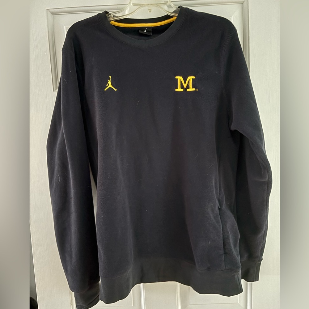 Jordan University of Michigan Navy Sweatshirt with Yellow Accents